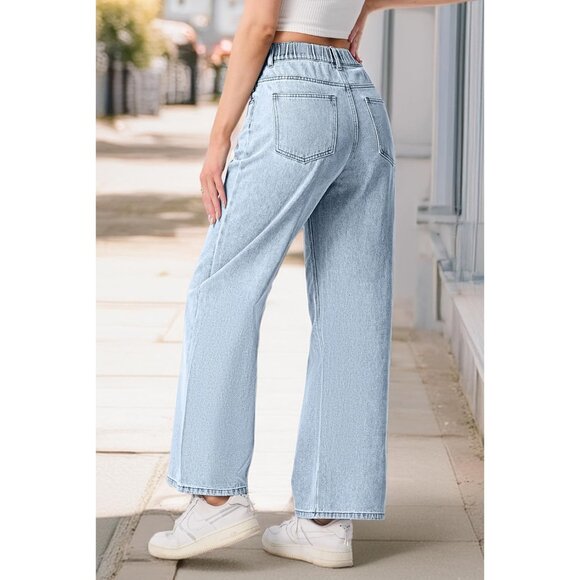 Women's Baggy Jeans Cotton Low Rise Wide Leg Distressed Casual Pants - Picture 3 of 6